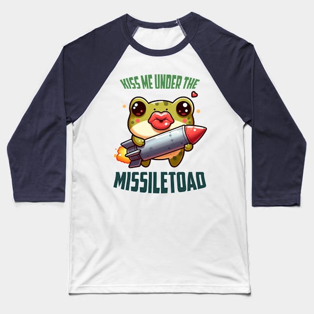 Kiss Me Under The MissileToad Illustration Baseball T-Shirt by Dmytro